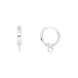 Ear wire leverback 1pkg100 silver-plated, 14mm round / closed loop, brass 50 pair