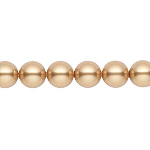 Pearl 250pk bright gold, Swarovski&reg; 8mm round 5810
