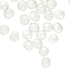Bead 1pkg1200, Czech fire-polished glass, light ivory luster, 6mm faceted round. 1 mass.