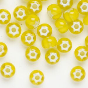 Seed bead, Preciosa Ornela Czech glass, pkg/20g, #32 cornelian star rocaille, opaque yellow and white, (83701).