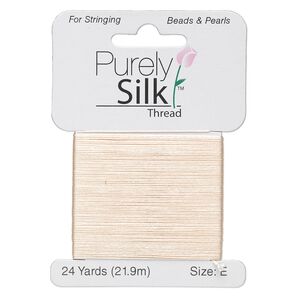 Thread, Purely Silk&trade;, pink, size E. Sold per 24-yard card.