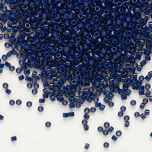 Seed bead, Delica&reg;, glass, pkg/7.5g, #11 round, Duracoat&reg; opaque outside dyed dark navy blue (DB-2144).