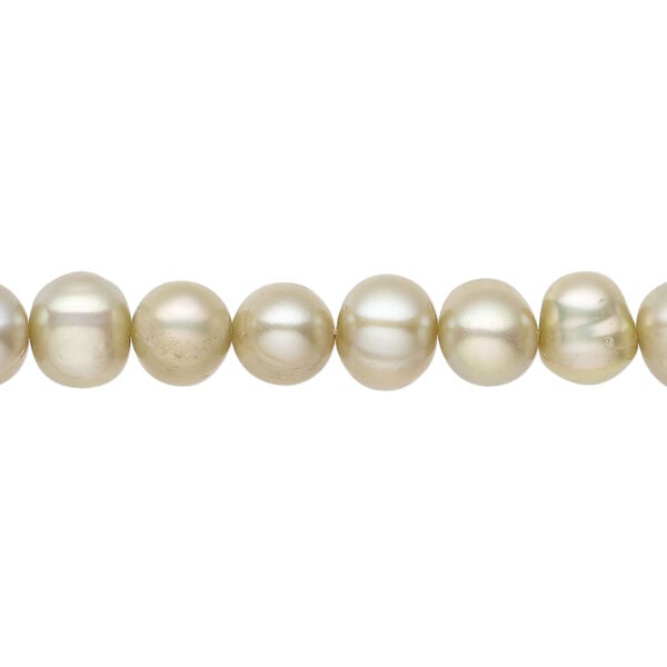 Freshwater pearl 1pkg1, semi-round, 15.5-16 inch khaki 7-8mm cultured image number 0