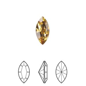 Fancy stone 2pk golden topaz foil back, Crystal Passions&reg; 15x7mm navette 4228