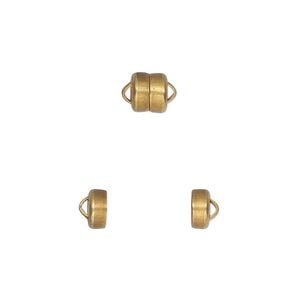 Clasp magnetic 1pkg12, 5.9x4.8mm barrel, brass Mag-Lok&reg; 1-strand