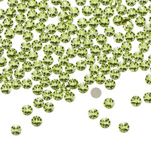 Flat back 144pk citrus green foil back, Crystal Passions&reg; 3-3.2mm round SS12 2088