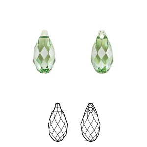 Briolette 24pk peridot, Crystal Passions&reg; Regenerated 13x6.5mm pendant drop 6010