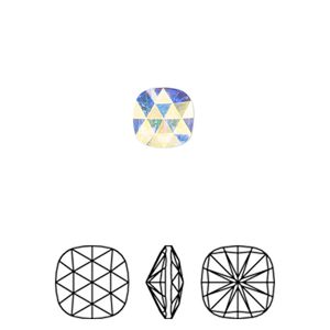 Fancy stone 2pk crystal AB foil back, Crystal Passions&reg; 8mm rose cut cushion 4471