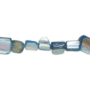 Mother-of-pearl shell 1pkg1, pebble bead 14 inch blue small to medium