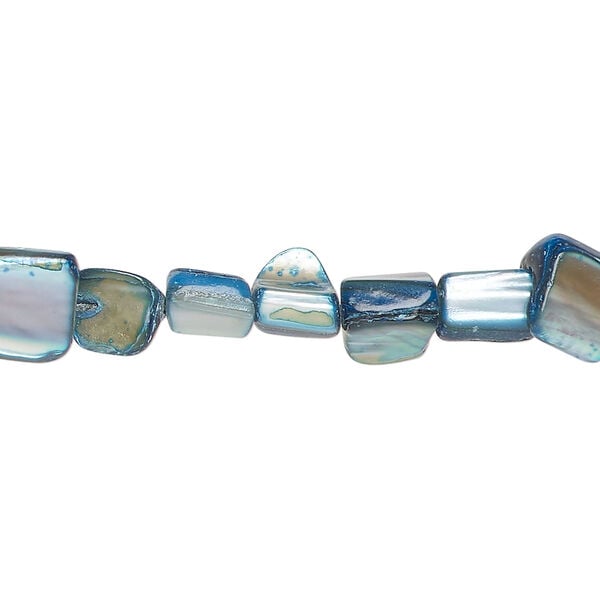 Mother-of-pearl shell 1pkg1, pebble bead 14 inch blue small to medium image number 0