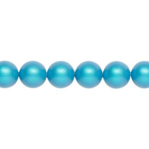 Pearl 50pk iridescent dark turquoise, Crystal Passions&reg; 8mm round 5810