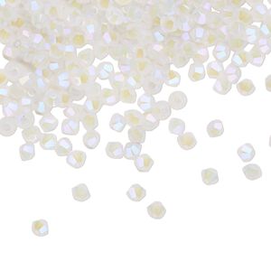 Bead 144pk white opal shimmer 2X, Crystal Passions&reg; 3mm bicone 5328
