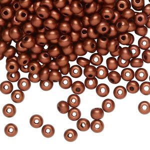 Seed bead, Preciosa Ornela Czech glass, pkg/50g, #6 rocaille, opaque soft dark copper metallic alabaster, (01750).