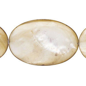 Mother-of-pearl shell 1pkg1, flat oval bead 14 inch sand 44x29mm-45x30mm