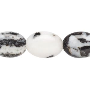 Zebra "jasper" (onyx marble) 1pkg1, flat oval bead natural 15.5-16 inch 18x13mm