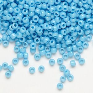 Seed bead, Dyna-Mites&trade;, glass, opaque aqua blue, #8 round. Sold per 1/2 kilogram pkg.