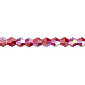 Bead 1pk opaque red AB, Celestial Crystal&reg; 6mm bicone 15.5-16 inch
