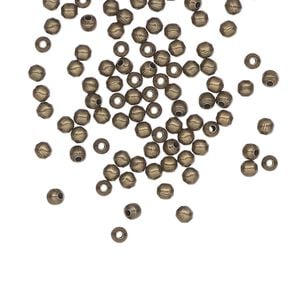 Bead 1pkg500 brass-plated, 2.5mm round, steel antique