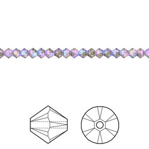 Bead 1440pk black diamond shimmer 2X, Swarovski&reg; 3mm XILION bicone 5328