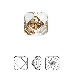 Fancy stone 1pk crystal golden shadow foil back, Crystal Passions&reg; 14mm prismatic square 4499