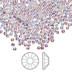 Flat back 1440pk crystal AB foil back, Preciosa Viva 12&reg; Czech crystal rhinestone 1.9-2.1mm chaton rose round SS6