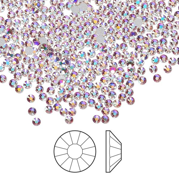 Flat back 1440pk crystal AB foil back, Preciosa Viva 12&reg; Czech crystal rhinestone 1.9-2.1mm chaton rose round SS6 image number 0