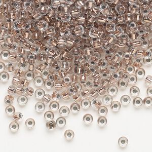 Seed bead, Miyuki, glass, pkg/250g, #8 rocaille, transparent copper-lined crystal clear, (RR-197).