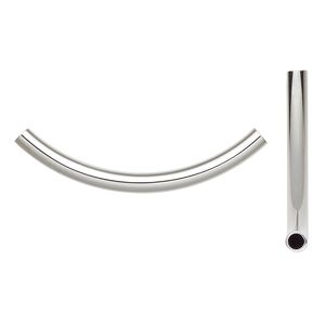 Bead 1pkg10 stainless steel, 49x4mm curved tube / I.D. 2.5mm