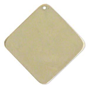 Focal, brass, earth tone olive patina, Pantone&reg; color 15-0525, 40x40mm double-sided diamond. Sold per pkg of 6.
