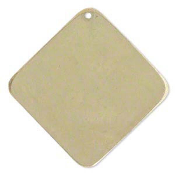 Focal, brass, earth tone olive patina, Pantone&reg; color 15-0525, 40x40mm double-sided diamond. Sold per pkg of 6. image number 0