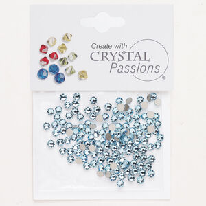 Flat back 1pkg144 aquamarine foil back, Crystal Passions&reg; rhinestone 3.00-3.12mm round SS12