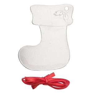 Ornament, ImpressArt&reg;, aluminum and polyester, 2-3/8  x 1-13/16 inch stocking with ribbon. Sold per pkg of 3.