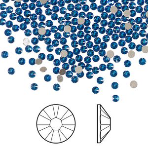 Flat back 1440pk crystal Bermuda blue foil back, Swarovski&reg; 2.1-2.3mm rose round SS7 2058