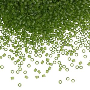 Seed bead, Delica&reg;, glass, pkg/7.5g, #11 round, translucent matte olive green (DB-1267).