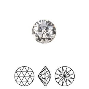 Round stone 2pk crystal foil back, Crystal Passions&reg; 11.8mm rose cut round 1401
