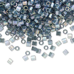 Seed bead, Delica&reg;, glass, pkg/250g, #8 cut, translucent rainbow glazed luster blue grey (DBLC-0111).