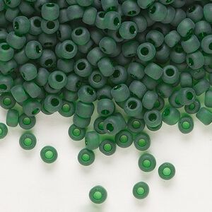 Seed bead, Dyna-Mites&trade;, glass, transparent matte emerald green, #6 round. Sold per 40-gram pkg.
