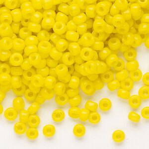 Seed bead, Dyna-Mites&trade;, glass, opaque yellow, #6 round. Sold per 1/2 kilogram pkg.