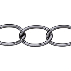 Chain 1pkg1 curb, 15mm, aluminum / anodized gunmetal 25 foot unfinished
