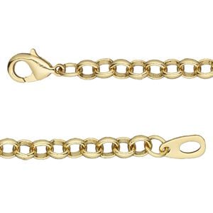 Chain 1pkg1 rolo, 5mm / lobster claw clasp, gold-finished brass 24 inch