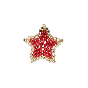 Drop, Creative Touch, glass, pkg/1, 20mm double-sided star, red and gold.
