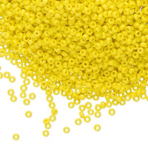 Seed bead, Miyuki, glass, pkg/25g, #11 rocaille, opaque yellow, (RR-404).