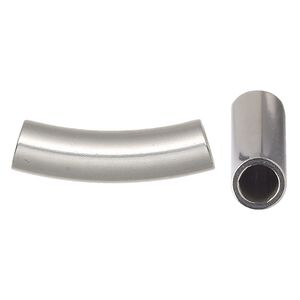 Bead 1pkg2 stainless steel, 30x8mm curved tube
