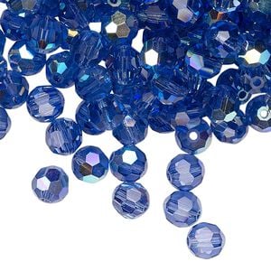 Bead 24pk tanzanite AB, Preciosa Czech crystal 6mm round