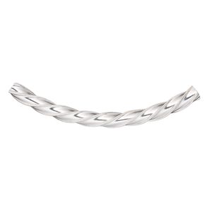 Bead 1pkg1 sterling silver, 40x3mm curved tube / twist / square hole