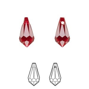 Drop 4pk Siam, Crystal Passions&reg; 15x7.5mm pendant teardrop 6000