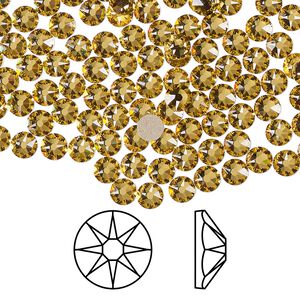Flat back 1pkg1440 dark jonquil foil back, Swarovski&reg; ReCreated&trade; 3.8-4mm rose round SS16 2088