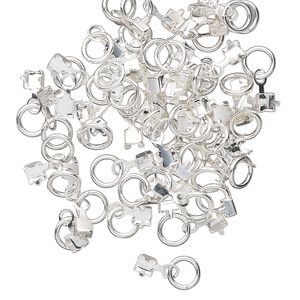 Drop, silver-finished brass, 3mm with SS9 chaton 2-prong setting. Sold per pkg of 30.