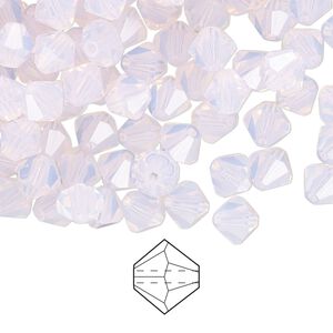 Bead 288pk rose opal, Preciosa Czech crystal 6mm bicone