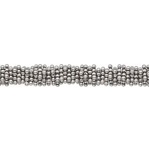 Bead 1pkg1troyoz sterling silver, 5x1mm beaded square rondelle, antiqued